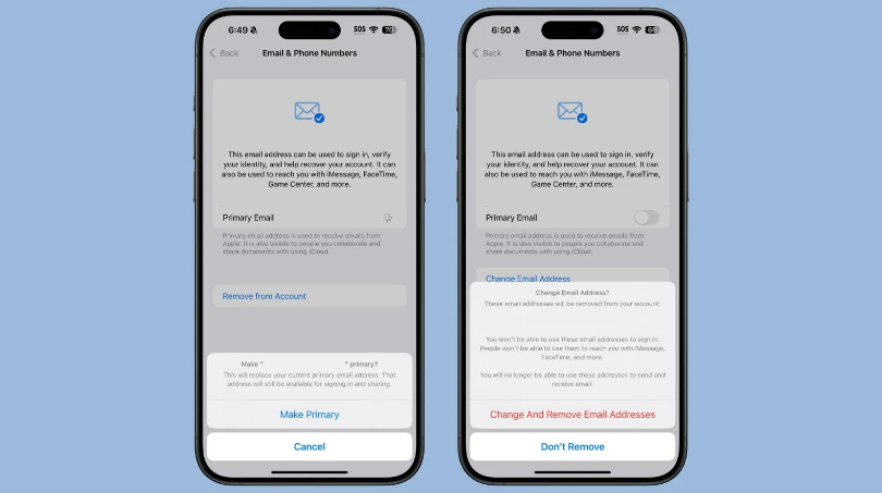 焦作苹果手机维修分享苹果 iOS 18.1 支持设置“主要”邮箱地址并更改 iCloud 邮箱 
